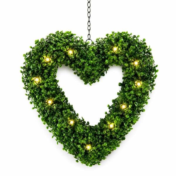 Gardenwize Solar Hanging Ornament – Topiary Heart Light with 30 LED Warm White Lights