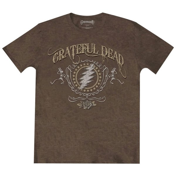 Grateful Dead Unisex Adult Bolt T-Shirt - Brown