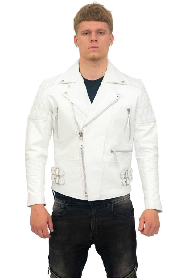 Infinity Leather Mens Cowhide Leather Biker Jacket-Nassau