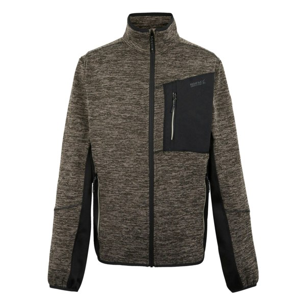 Regatta Mens Baslinn Marl Full Zip Fleece Jacket - Black/Treetop Marl