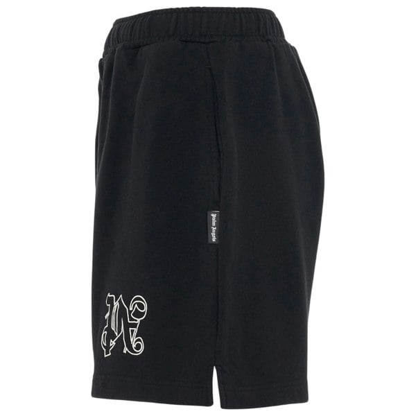 Palm Angels Monogram Statement Black Sweat Shorts S