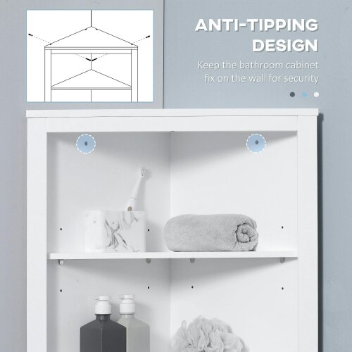 Wyld Haus Dotre Corner Bathroom Storage Cabinet With Cupboard And 3 Tier Shelves White