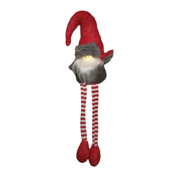 Samuel Alexander 72cm Lit Plush Christmas Gonk with Dangly Legs & Aviator Hat in Red & Grey