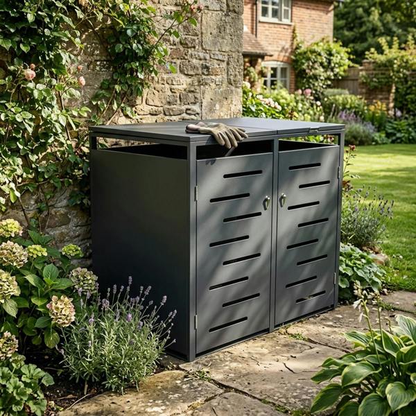 Nicoman Outdoor Lockable Metal Garbage Bin Shed