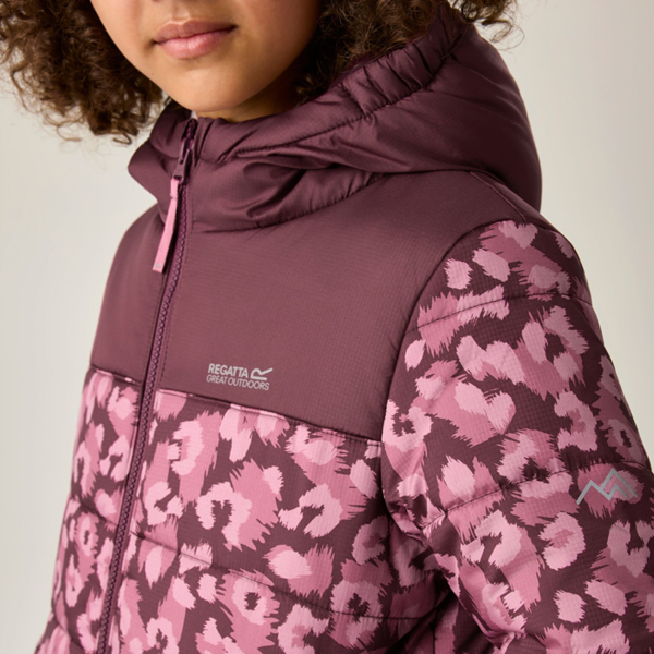 Regatta Kids Lofthouse Leopard Print Padded Jacket - Fig/Violet