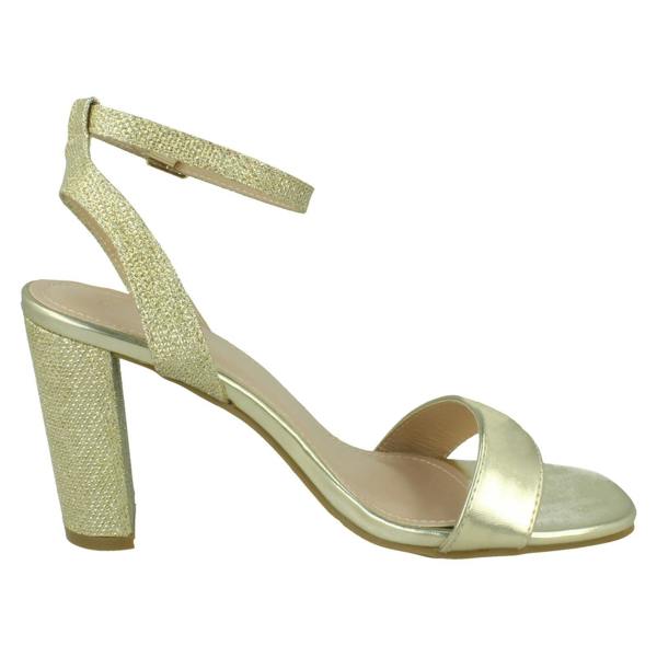 Spot On Ladies Spot On High Heel Sandal with Buckle Ankle Strap F12044