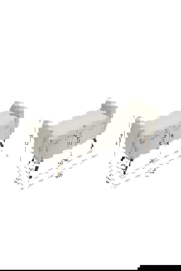 Living and Home 2-Seat Linen Upholstered Storage Bench with Side Arms and Walnut Colored Legs