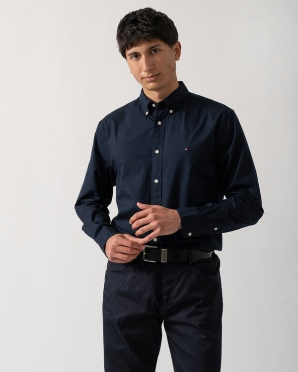 Tommy Hilfiger Core Flex Poplin Mens Long Sleeve Shirt - Desert Sky