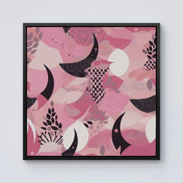 Warren Reed Abstract Pink Moon Pattern Framed Canvas