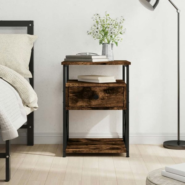 Berkfield Bedside Cabinet Smoked Oak 40x42x55 cm Engineered Wood