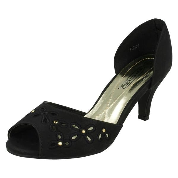 Spot On Ladies Spot On Peep Toe Slip On Court Shoe
