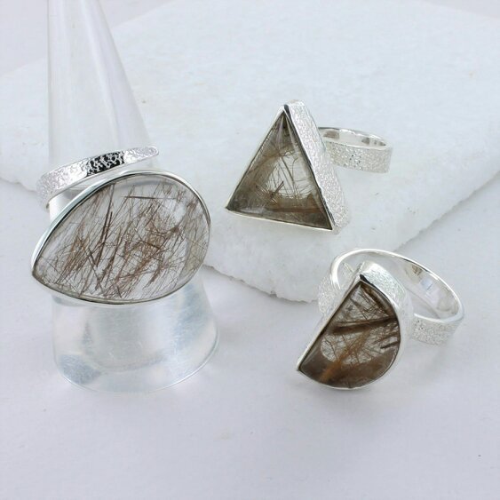 Reeves & Reeves Exclusive Cocktail Rings - Gold Routile - Gold Routile