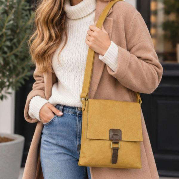 Love EMVY Wander Ladies Vintage Style Buckle Crossbody Bag - Mustard