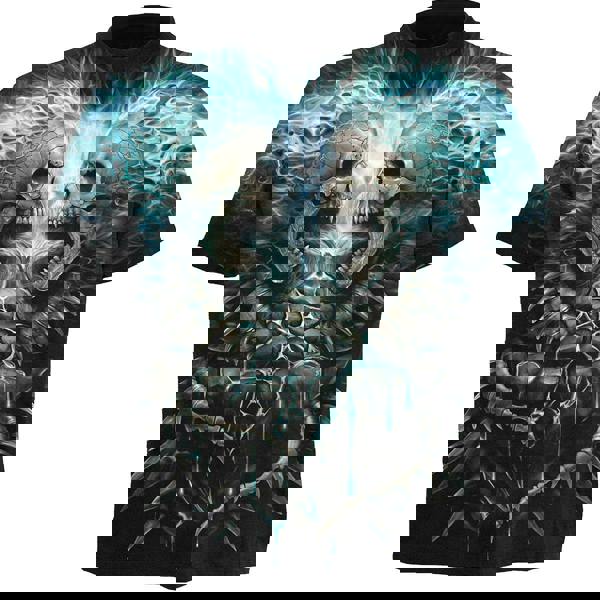 FLAMING SPINE - Allover T-Shirt Black - Spiral USA