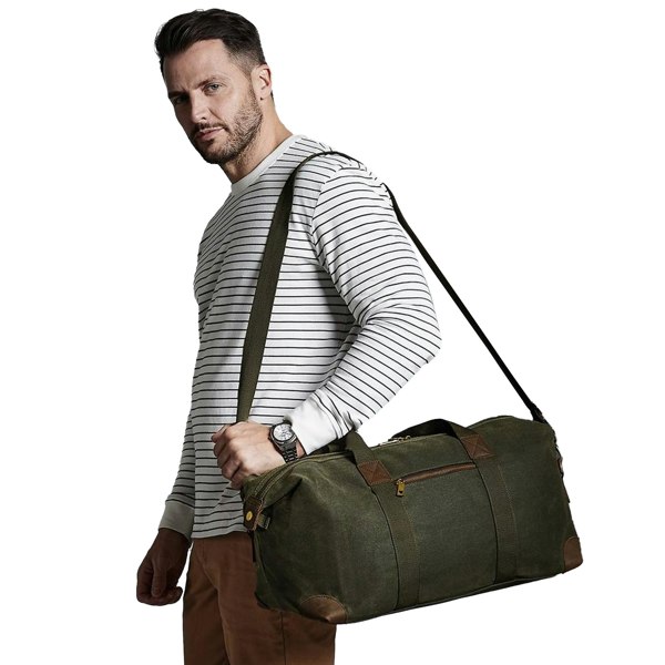 Quadra Heritage Leather Handled Holdall - Olive