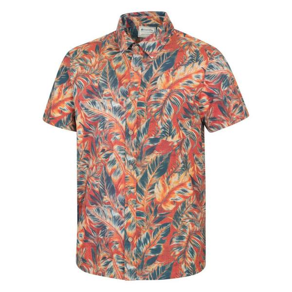 Mountain Warehouse Mens Tropical Leaves Short-Sleeved Shirt - Bright Orange - 