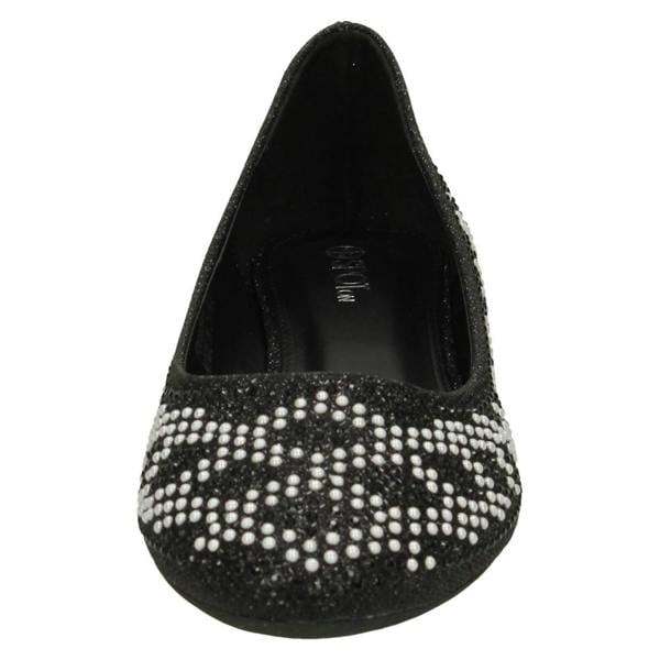 Spot On Ladies Spot On Diamante Bead Ballerinas F80385
