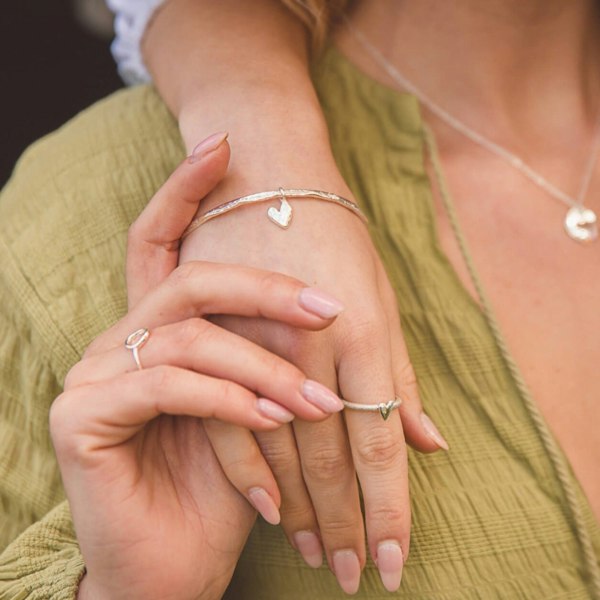 Melting Heart Sterling Silver Charm Bangle