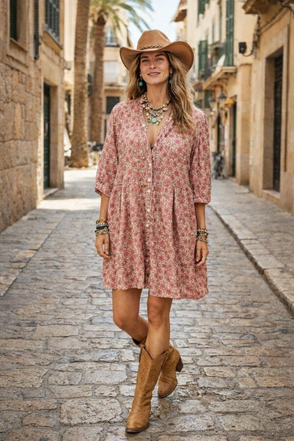 Sadie mandarin collar short dress pink