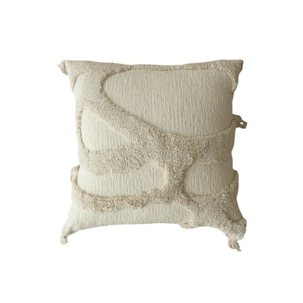 Anyhouz Anypillow Pillowcase Beige Tufted Embroidered Decorative Cushion Cover