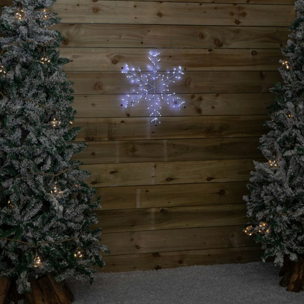 Samuel Alexander 50 x 50cm Light up Metal Christmas Snowflake with 132 Multi-Action White LEDs