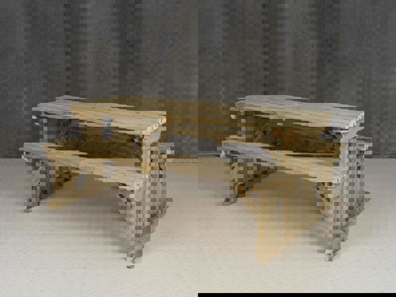 Aspen Rounded Picnic Table and Benches Set - Wooden Outdoor Dining Set for Gardens and Patios