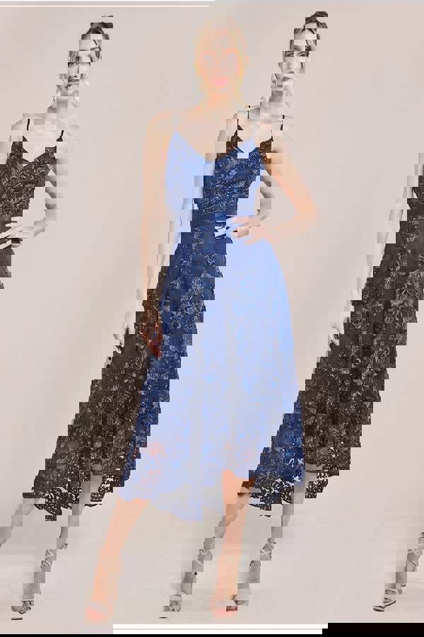 Dipped Hem Sleeveless Lace Midi - Navy DR3815QZ