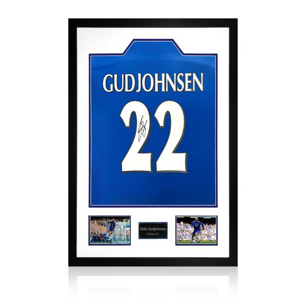Eidur Gudjohnsen Signed Chelsea Shirt Premium Frame