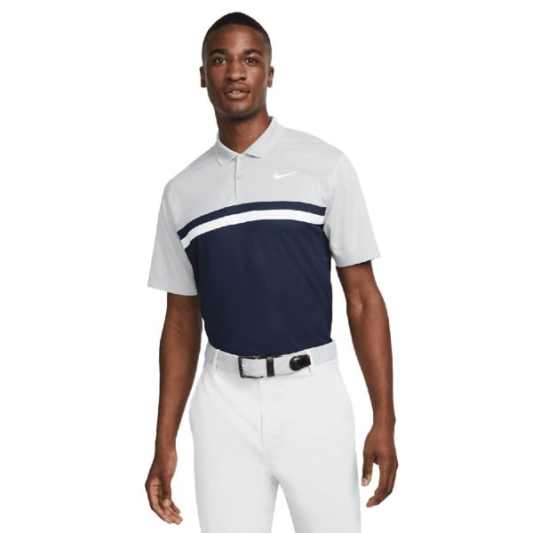 Nike Mens Victory Dri-FIT Golf Polo Shirt - Light Smoke Grey/Obsidian Blue