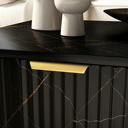 Wyld Haus Neva Wooden Black Marble Effect Coffee Table With Integrated Storage