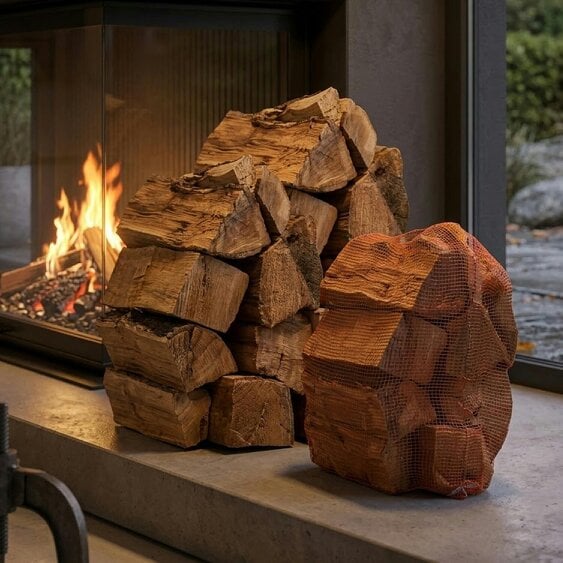 22L Hardwood Firewood Net Kiln Dried Long Hot Burning Logs for Open Fires