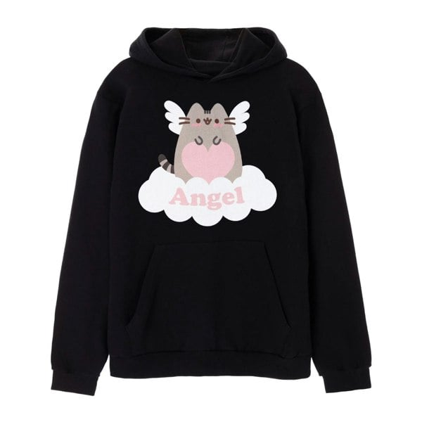 Pusheen Womens/Ladies Angel Wings Hoodie - Black