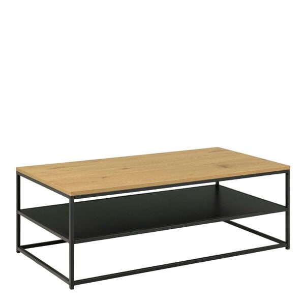 Wyld Haus Haslev Natural Oak Rectangular Coffee Table with Full Bottom Shelf