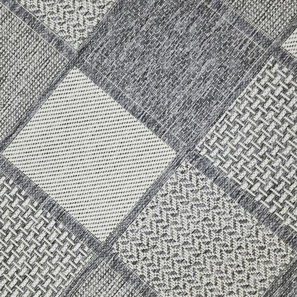 Viva Rugs Non-Slip Grey Rug Flat Weave Checkered Kitchen Dining Room Living Room Area Mat