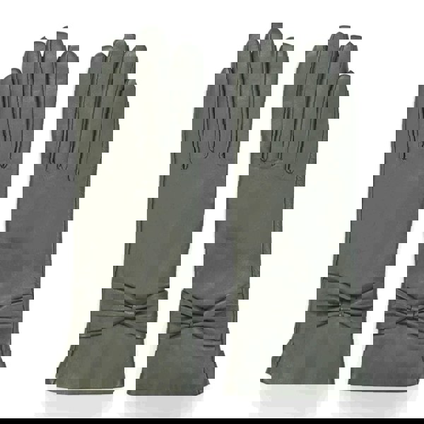 Infinity Leather Women's Leather Wool Lined Bow Knot Accent Gloves