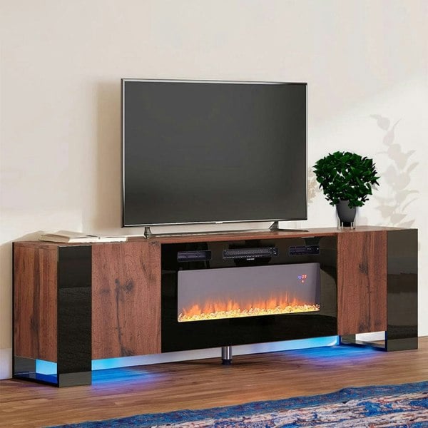 Modern Electric Fireplace TV Stand for Stylish Warmth and Practical Storage Living and Home