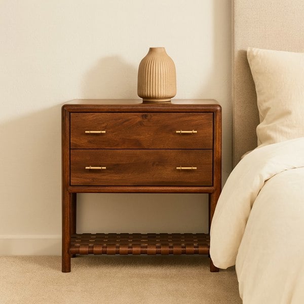 Artisan Furniture Solid Wood Regency Woven 2-Drawer Nightstand