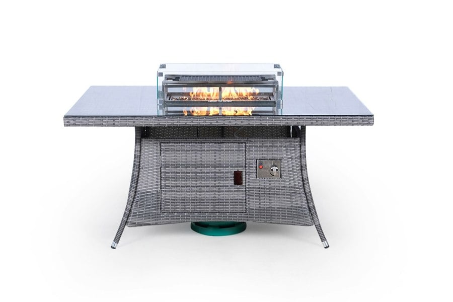 Giardino Fire Pit 6 Seater Rectangle Rattan Dining Table