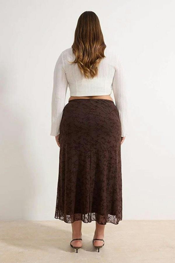 WOVCOR Flocked Knitted Plus Size Skirt