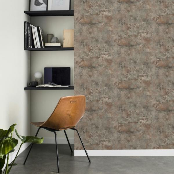 Rasch x Tesa Atlas Rustic Industrial Stone Self Adhesive Peel and Stick Textured Wallpaper, Grey