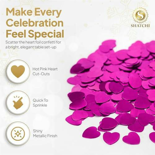 Hot Pink Heart Confetti Table Scatter for Birthday, Wedding and Valentine’s Decorating image 4