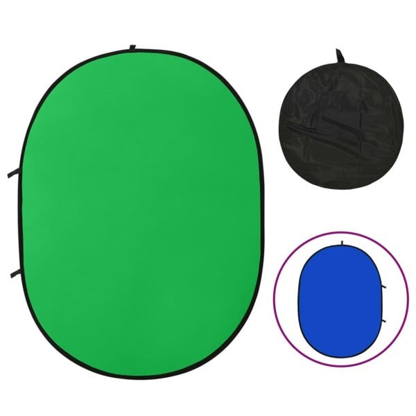 Berkfield 2 in 1 Oval Studio Background Screen Green and Blue 200x150 cm