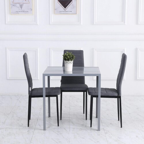 Wyld Haus Conona Metal Grey Square Glass Dining Table For 2 To 4 People