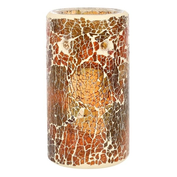 Serano Pillar Brown Crackle Oil Burner and Wax Warmer