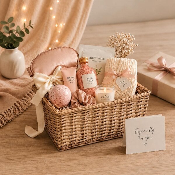 JVL Small Handmade Open Top Wicker Hamper Gift Storage Basket