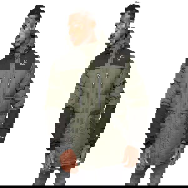 Crosshatch Mens Squadage Panelled Jacket - Olive - 