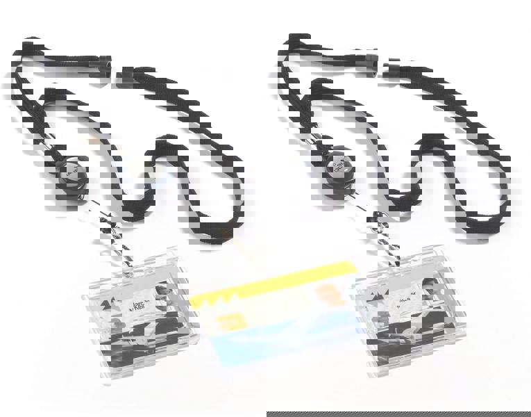 Durable Secure Retractable ID Badge Reel and Soft Breakaway Lanyard | Black