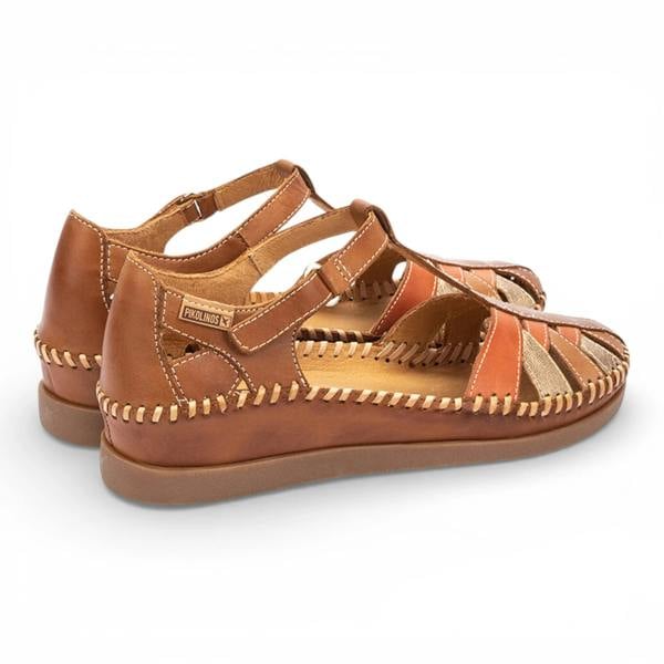 Pikolinos Cadaques - Women's Brown Leather Semi-Open Wedge Sandals