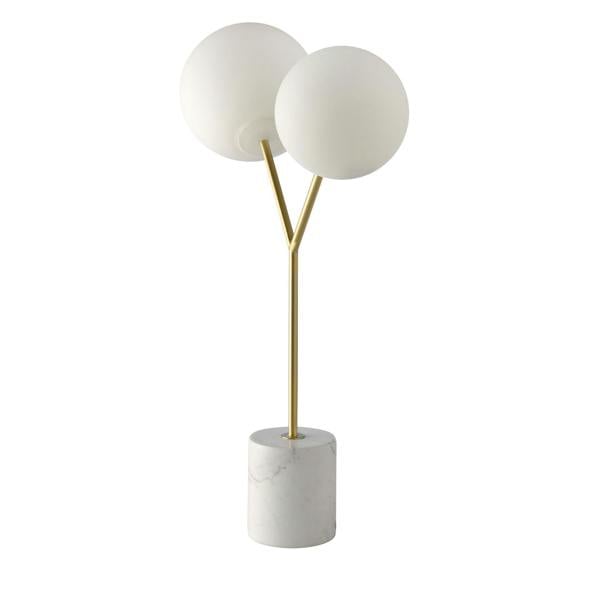 Angel Cerdá Table Lamp in White Marble, Golden Steel and White Glass 8050
