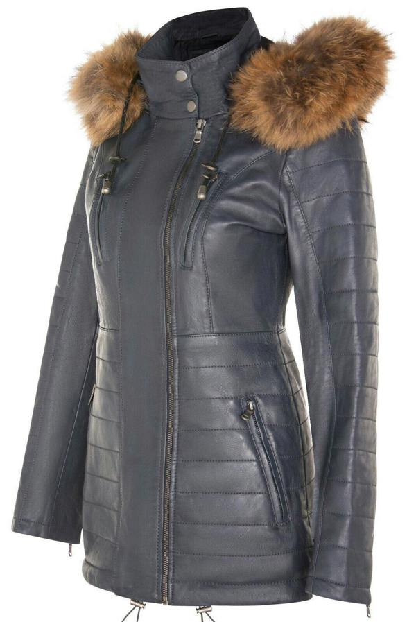 Infinity Leather Womens Quilted Leather Parka Jacket-Curitiba
